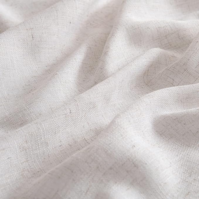 MIULEE White Linen Curtains 52x96 Inch Long for Bedroom Living Room | Soft Thick Linen Textured Window Drapes, Semi Sheer Light Filtering, Back Tab Rod Pocket,Burlap Look Christmas Decor，2 Panels