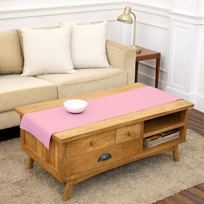 Solino Home 100% Pure Linen Table Runner Pink Lemonade, Fete 14 x 48 in | dresses up dining tables for everyday meals, European flax fibres, a thoughtful housewarming gift, soft, OEKO-TEX Certified