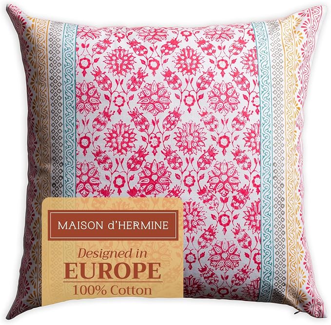 Maison d' Hermine Throw Pillow Covers 100% Cotton (20" x 20" - Pack of 1)
