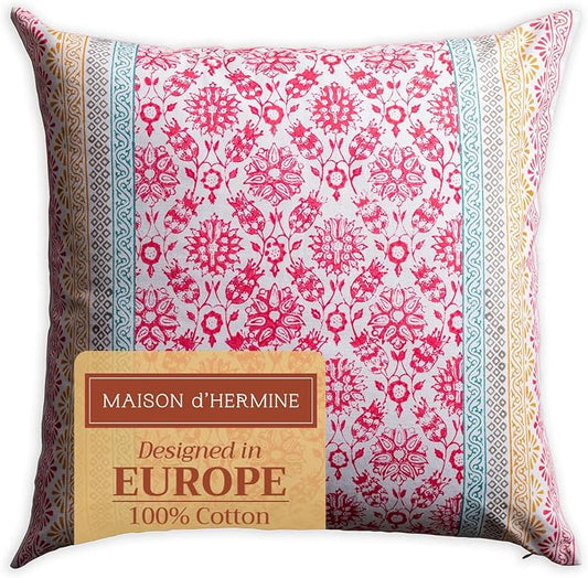 Maison d' Hermine Throw Pillow Covers 100% Cotton (20" x 20" - Pack of 1)