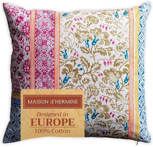 Maison d' Hermine Throw Pillow Covers 100% Cotton (18" x 18" - Pack of 1)