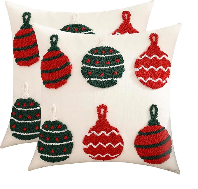 Christmas Decorative Throw Pillow Covers 18x18 Set of 2 Xmas Bells