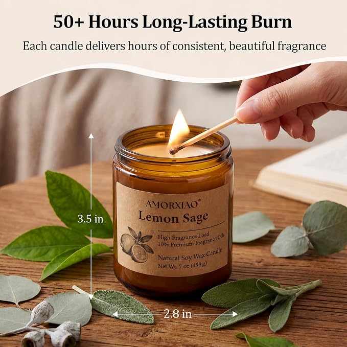 6 Pack Scented Candles for Home Scented: 42oz Soy Candles for Women Men | 300H Burning Aromatherapy Candle Set, Jar Candle Gift Set for Birthday, Scents of Eucalyptus/Sage/Cherry/Ocean/Melon/Vanilla
