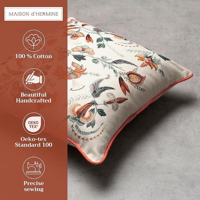 Maison d' Hermine Throw Pillow Covers 100% Cotton (18" x 18" - Pack of 1)