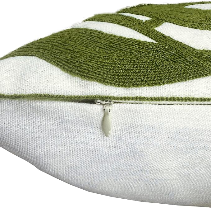 Alysheer Floral Embroidered Throw Pillow Cover 18"x18" 1pc, Olive Green