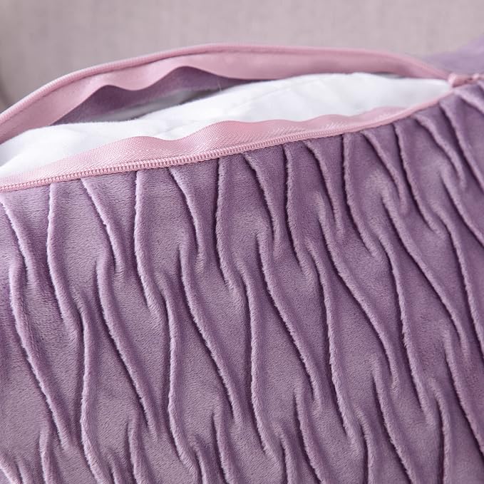 MADIZZ Set of 2 Super Soft Velvet Decorative Throw Pillow Covers 26x26 inch Violet Square with Texture Luxury Style Cushion Case European Pillow Shell for Sofa Bedroom