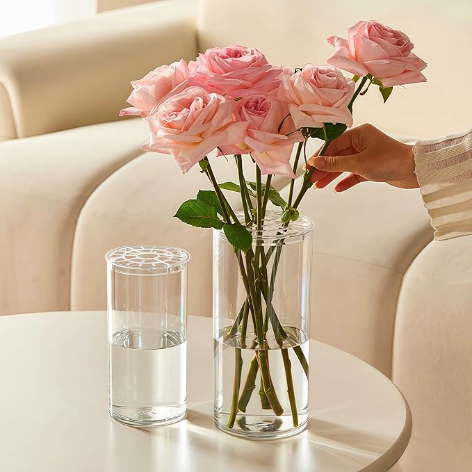 3 Large Clear Acrylic Plastic Cylinder Flower Vase | For Centerpieces