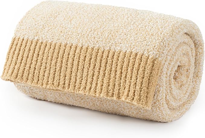 Carriediosa Heather Throw Blanket 60x80, 400GSM Ultra Soft Microfiber | Yolk Yellow, Fuzzy Fluffy Cozy Plush Knit Knitted Throws, Lightweight Cute Preppy Fall Blankets for Couch, Bed