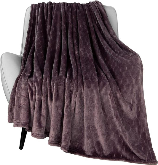 TOONOW Fleece Blanket Super Soft Cozy Throw Blanket 50" x 60", Lightweight Fuzzy Comfy Textured Flannel Blanket Warm Plush Throw Blankets for Couch, Sofa, Bed, Purple
