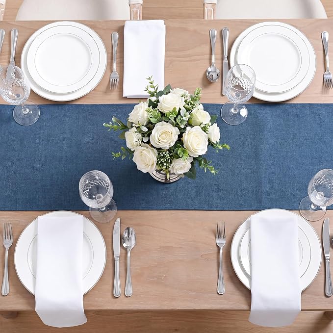 Artoid Mode Navy Blue Table Runner, Seasonal Summer Fall Washable Kitchen Dining Table Decoration for Home Party Decor 13x72 Inch