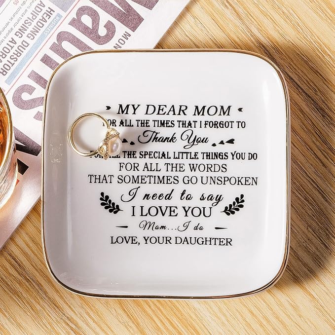 Mom Gifts from Daughter - Ring Dish for Mom Mothers Day Birthday Christmas