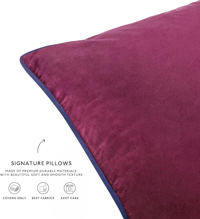 MONDAY MOOSE Decorative Throw Pillow Covers Cushion Cases, Set of 2 Soft Velvet Modern Double-Sided Designs, Mix and Match for Home Decor, Pillow Inserts Not Included (12x20 inch, Purple/Blue)