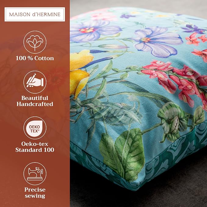 Maison d' Hermine Throw Pillow Covers 100% Cotton (18" x 18" - Pack of 1)