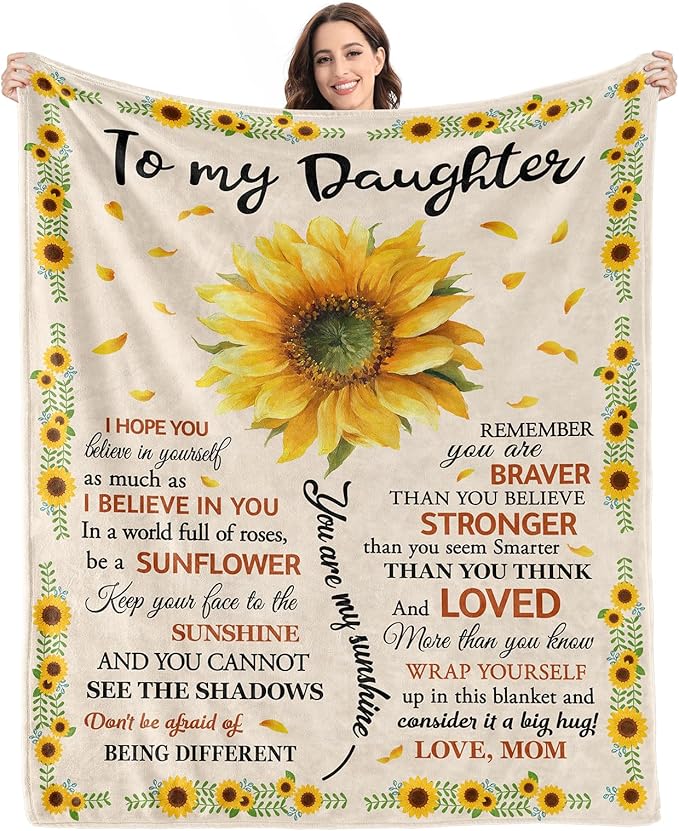 Daughter Gifts from Mom, Daughter Birthday Graduation Christmas Valentines Mothers Day Wedding Gifts, Soft Throw Blanket 60inx50in