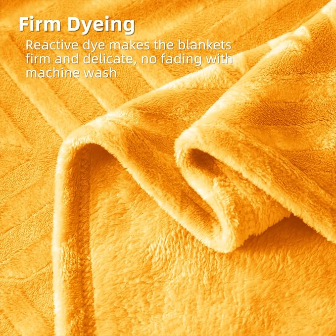 Whale Flotilla Flannel Fleece Throw Blanket for Couch, Lemon Yellow | Lightweight Breathable Soft Sofa Throws, Plush Fluffy Chevron Design Decorative Blankets for All Season, 50x60 Inch