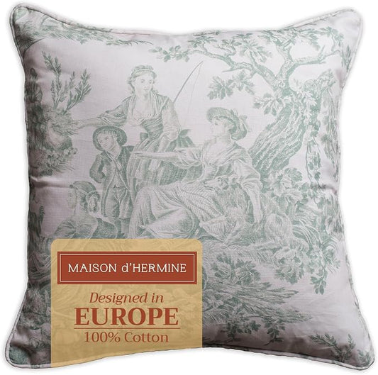 Maison d' Hermine Throw Pillow Covers 100% Cotton (18" x 18" - Pack of 1)