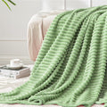 BEDELITE 3D Ribbed Apple Green Fleece Throw Blanket for Couch, 50x60 Inch | Soft Warm Decorative Fluffy Blanket, Cozy Plush Lightweight Fuzzy Throw Blanket for Bed Sofa Home Room Decor, Gift for Women