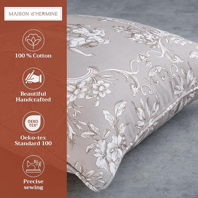 Maison d' Hermine Throw Pillow Covers 100% Cotton (18" x 18" - Pack of 1)
