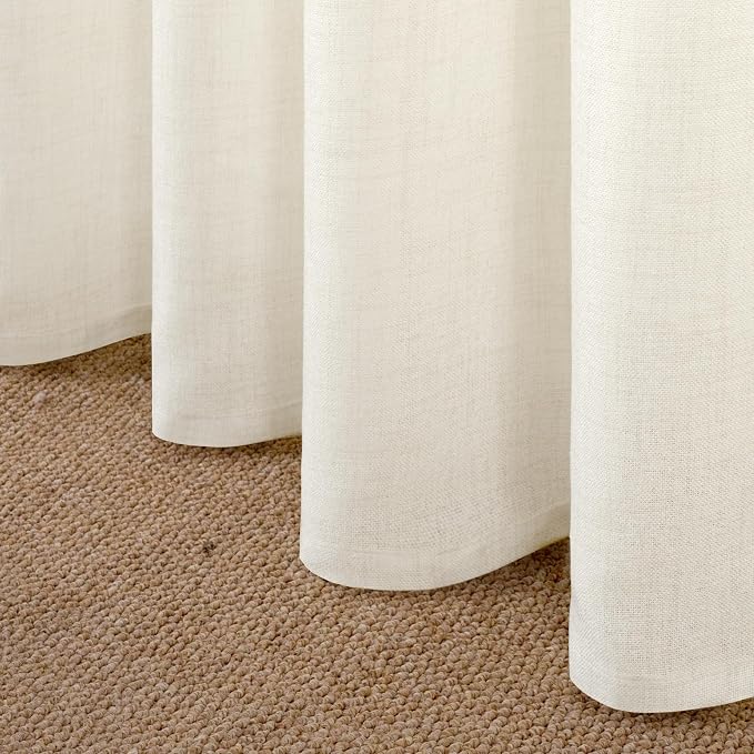 YoungsTex Small Linen Curtains 24 X 40 Inch Length for Kitchen Cafe Window | Short Semi Sheer Drapes with Rod Pocket Back Tab Lightweight for Bathroom Window Over Sink, 2 Panels, 24 X 40 Inch