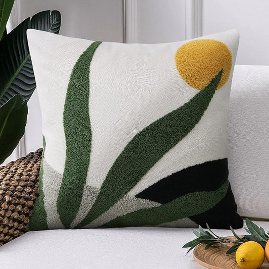 JASEN Abstract Boho Pillow Covers 18x18,Soft Mid Century Geometric Floral Decorative Throw Pillows for Couch Bed Sofa Bedroom（Only 1 Pillow Cover） (C, 18x18)