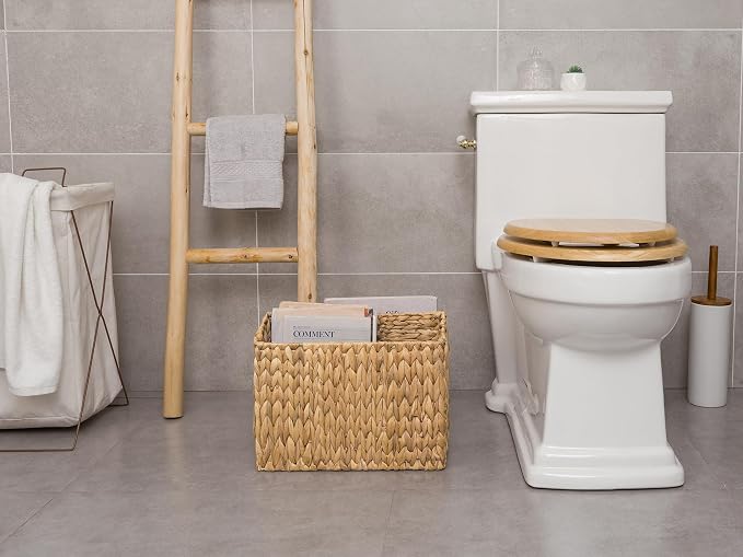 StorageWorks Hand-Woven Divided Magazine Basket, Rattan Magazine Holder, Natural Wicker Magazine Rack for Bathroom, Office, Water Hyacinth, 1 Pack | Magazine Holder Bathroom, Mail Baskets for Counter, Hand-Woven Wicker Baskets, Rattan Magazine Rack for...