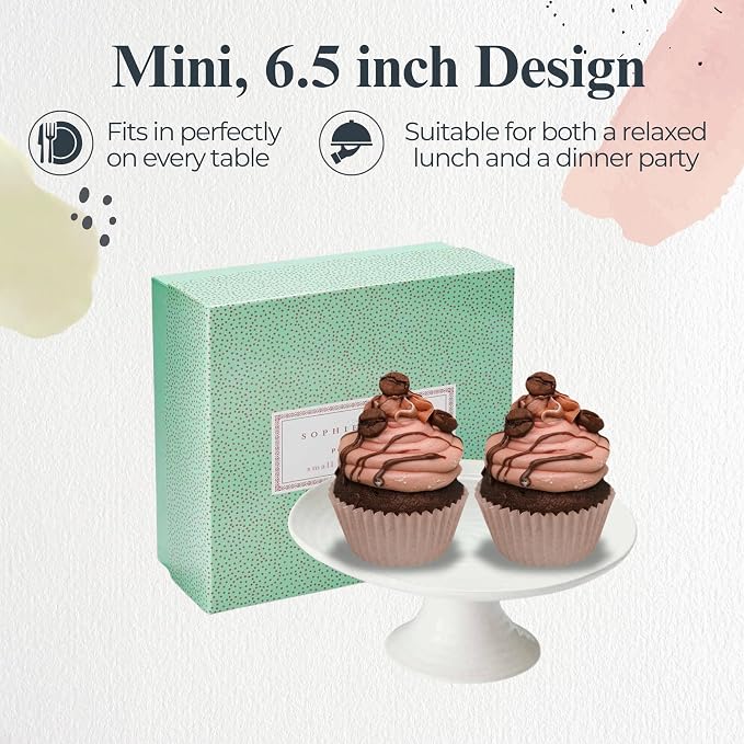 Portmeirion Sophie Conran Cake Stand, Mini, White | 6.5" Fine Porcelain Mini Cake Stand - Dishwasher Safe for Cakes, Cupcakes, Pastries, Desserts & Tea-Time Serving