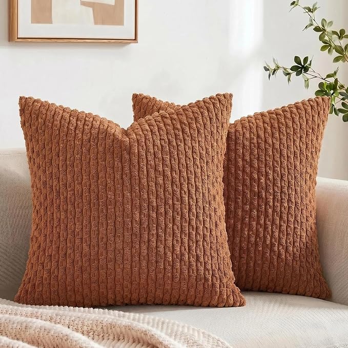 Rust Decorative Throw Pillow Covers 18x18 Inch Set of 2 Boho