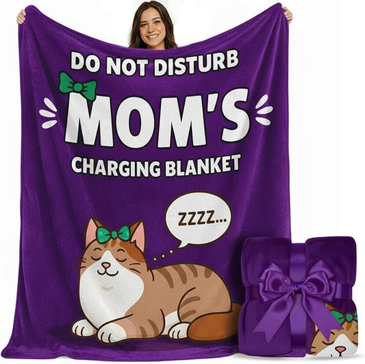 Mom Blanket in Gift Ready Packaging | Cozy Dyed Fleece Throw Blanket | 50"x60" for Couch or Bed - Unique Mom Gift for International Women's Day | Special Present from Daughter or Son