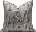 Wildlife Safari Throw Pillow Cover 18x18 inch, Animal Jacquard Cushion Cover, Lion Tiger Cheetah Zebra Giraffe Pattern, Decorative Pillow Case with Hidden Zipper for Living Room Couch