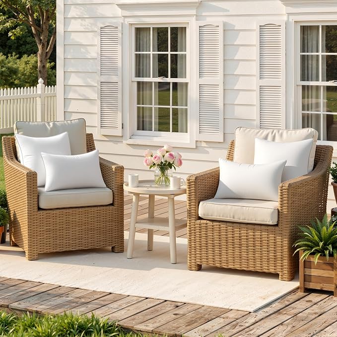 MIULEE Pack of 2 18x18 Outdoor Square Pillow Inserts for Patio Sofa Garden | Waterproof Decorative Throw Pillow Inserts for Patio Sofa Garden Porch Couch