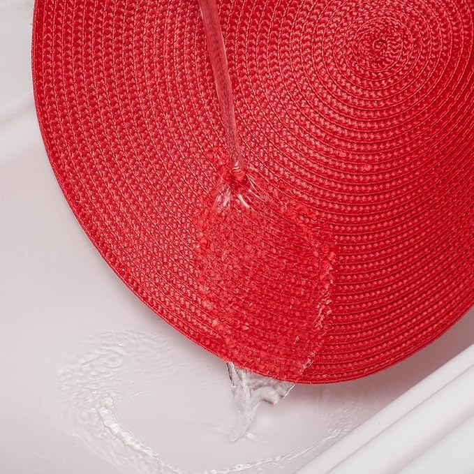 AHHFSMEI Round Placemats Set of 8 Heat Resistant Washable Non-Slip Woven Braided Table Mats for Dining Table Kitchen & Home Decor (red,8)
