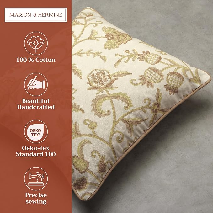 Maison d' Hermine Throw Pillow Covers 100% Cotton (20" x 20" - Pack of 1)