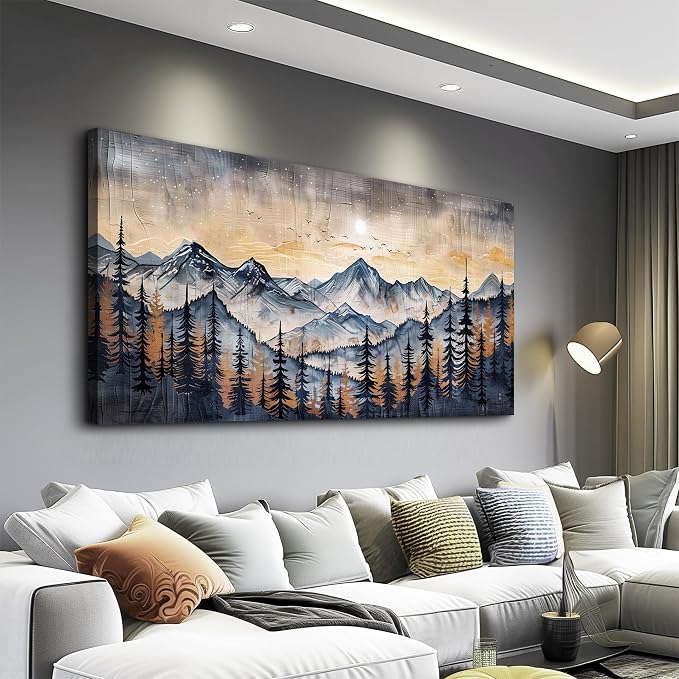 QIYILEXWART Canvas Wall Art For Living Room Large Wall Decor For Office Bedroom Decorations Mountain Landscape Pictures Abstract Painting Artwork Room Wall Mural Aesthetic Home Decor 30x60 In