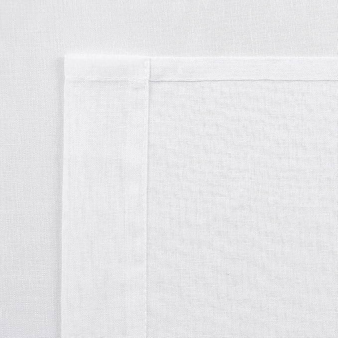DWCN White Sheer Curtains, Linen Look Semi Transparent Voile Grommet Top Solid Lightweight & Airy Gauzy Curtains & Drapes for Living Dining Room Drapes W52 x L102 Inch Long, Set of 2 Panels