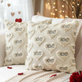 Artscope Valentines Pillow Covers 16x16 Set of 2 Decorative Love Heart XOXO Valentine's Day Throw Pillow Cases Soft Plush Faux Fur Couch Cushion Case for Holiday Sofa Bed Room Home Decor-Beige XOXO
