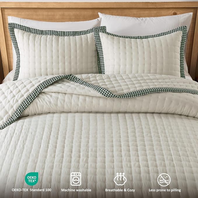 WDCOZY Wheat Oversized King Quilt Set, California Cal King Rustic Bedspread, Lightweight Soft Farmhouse Coverlet, Spring Summer Thin Comforter, 3 Pieces, 2 Pillow Shams, 116x106 inches