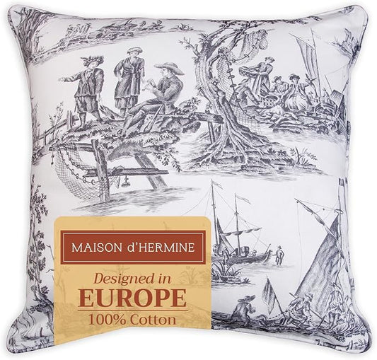 Maison d' Hermine Throw Pillow Covers 100% Cotton (20" x 20" - Pack of 1)