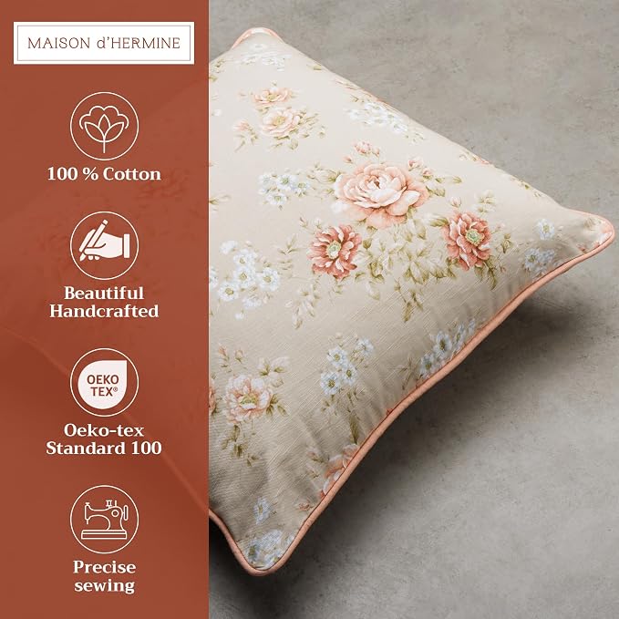 Maison d' Hermine Throw Pillow Covers 100% Cotton (20" x 20" - Pack of 1)