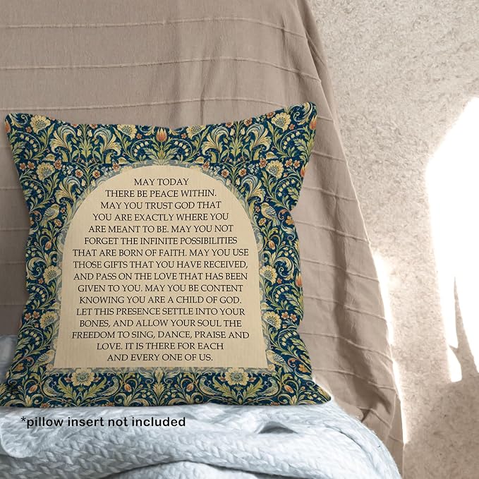 Vintage Floral Catholic Throw Pillow Cover 18x18, Christian Decor Pillow Cases for Women, Religious Inspirational Decorative Square Pillowcases for Home Living Room Bedroom Church