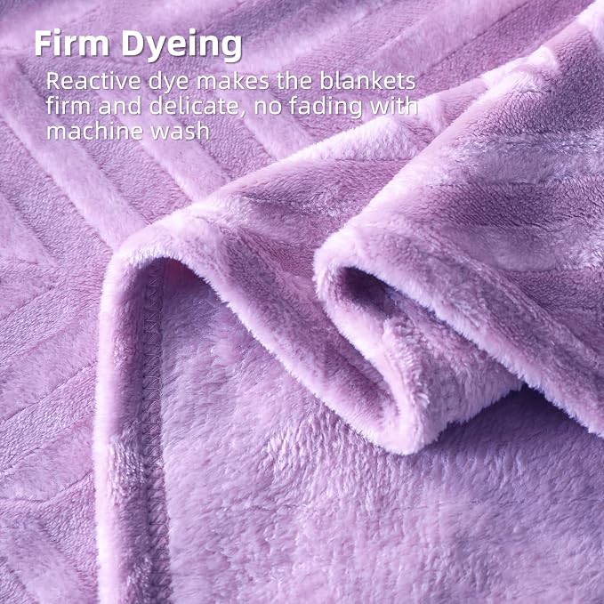 Whale Flotilla Flannel Fleece Bed Blanket Twin Size, Lilac | Lightweight Breathable Soft Bedspread, Plush Fluffy Coverlet Chevron Design Decorative Blanket for All Season, 60x80 Inch