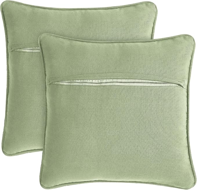 Boho Living Jada 2 Pc Decorative Throw Pillow Covers, Pillow Insert not Included, Premium Woven Design, Living Room Décor, (2) 20" x 20", Sage Green