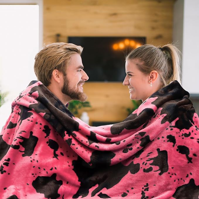Hot Pink Blanket Queen Size, Extra Large Soft Warm Full Size Fleece Blanket for Couch Bed, Pink Bedroom Living Room Home Decor, 90x90 Inches