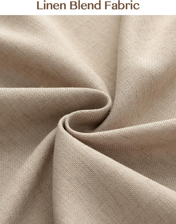 Liz Pinch Pleated Linen Curtains Light Filtering Curtains for Living Room, Farmhouse Window Curtains for Bedroom, Modern Drapes with Hooks and Rings, 95 Inches Long, Burlywood Birch, 2 Panels Set