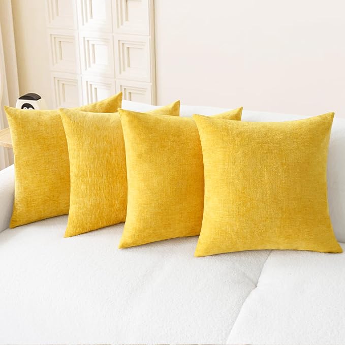 CaliTime Decorative Throw Pillow Covers 18 X 18 Inches Mustard Yellow