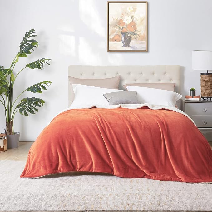 Walensee Sherpa Fleece Blanket (Twin Size 60”x80” Coral) Plush Throw Fuzzy Super Soft Reversible Microfiber Flannel Blankets for Couch, Bed, Sofa Ultra Luxurious Warm and Cozy for All Seasons