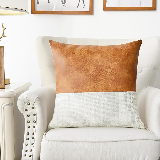CaliTime Decorative Couch Throw Pillow Covers 18 X 18 Inches Beige