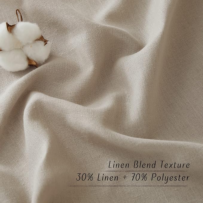 NICETOWN Rod Pocket & Back Tab Thick Flax Semi Sheer Linen Curtains, Privacy with Light Filtering Panels for Home Decor, Taupe, W55 x L95, 2 Panels