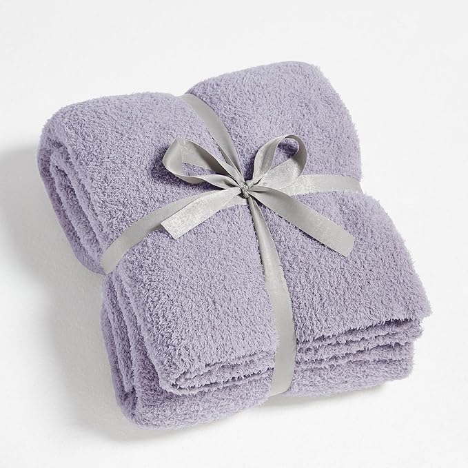 CYMULA Knit Throw Blanket for Couch Purple - Super Soft Lightweight Plush Fuzzy Fluffy Cozy Blankets and Throws for Sofa Bed, 60 x 80 inches