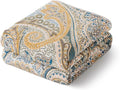 100% Cotton Boho Throw Blanket for Home Decor – Classic Farmhouse Quilt Bedding, Muslin Blankets for Adults, Vintage Woven Decorative Blanket for Couch, Bed Layering Use, Paisley Pattern, 60"x80"