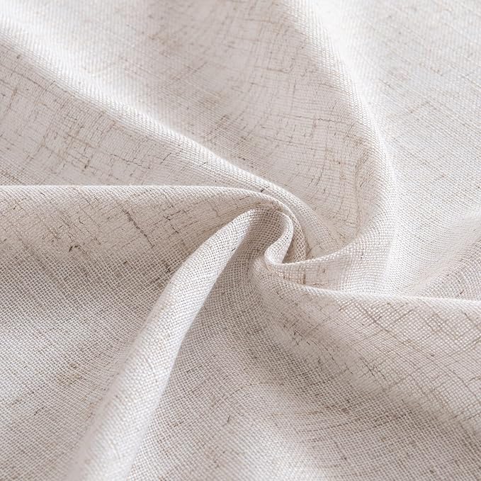 MIULEE Natural White Linen Curtains 52x96 Inch Long 2 Panels for Bedroom | Soft Thick Linen Textured Window Drapes, Semi Sheer Light Filtering, Rod Pocket Back Tab, Neutral Farmhouse Cream Ivory